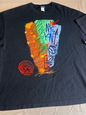 Vintage Y2K Miskeen Originals Graffiti Textured Graphic Black Tee Shirt - XL